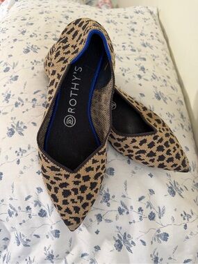 Rothy's Leopard-Print Pointed Flats in Brown and Black